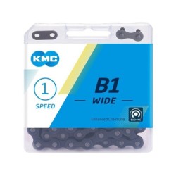 Kæde KMC 1/2x1/8 æske Bred single speed 112L (sort) med bøsning (60) BB1WB0112