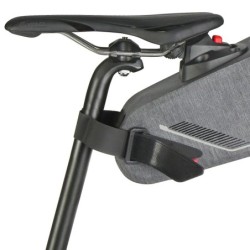 Klickfix Bikepack X saddeltaske (grå) Vol. 10 L, max. belastning 4 kg, str. 18x76x21 cm. Refleks, lygteholder m.m. Vægt: 750 gr.
