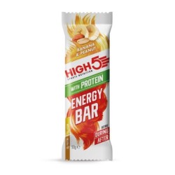 High5 Vegan Energy & Protein Bar 50 gr. Vegansk energi- & proteinbar. Kasse med 12 stk. banan- & peauntsmag. Kasse med 12 stk.