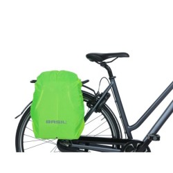 Cykeltaske fra BASIL model B-Safe Commuter  Nordlicht. Farve: Olive, dim. 41x14x32cm, vol. 17 L, Indbygget USB port, LED lys m.m