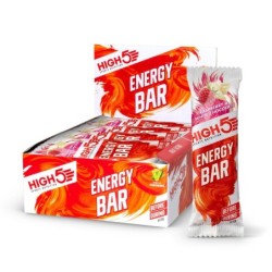 High5 Energy Bar Raspberry/white chocolate55 gram. Energibar med hindbær og hvid chokolade smag  Kasse med 12 stk.