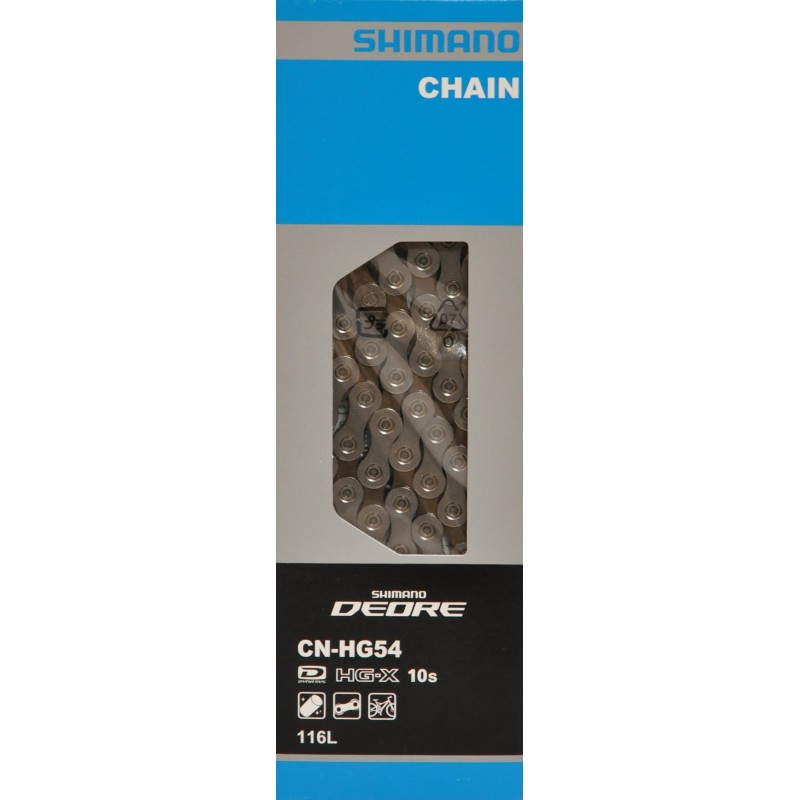 Cykelkæde Shimano HG54 10-speed – sølv 116 led i æske