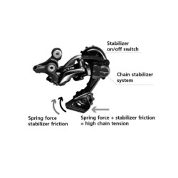 Bagskifter Shimano SLX Shadow Sort/grå 11 speed. Teknisk tegning