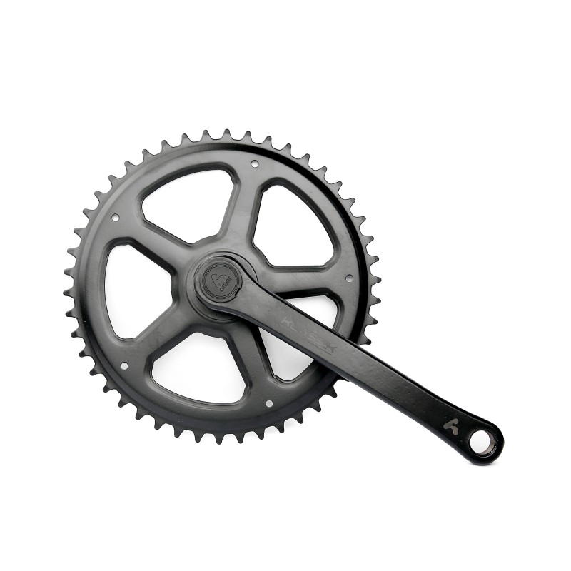 Kranksæt 46T Bikepartner sort stål set forfra