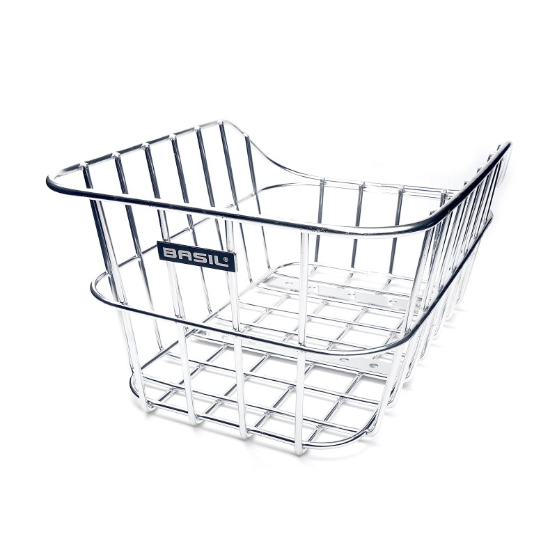 Basil Cento ALU sølv cykelkurv bag – fastmonteret aluminiumskurv