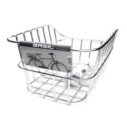 Basil Cento ALU sølv cykelkurv bag – fastmonteret aluminiumskurv