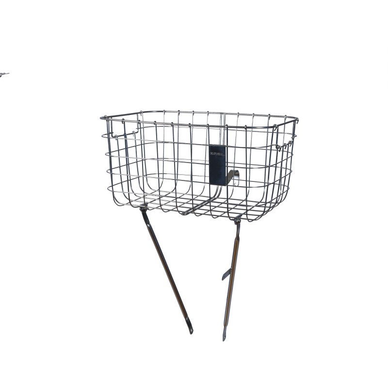 Basil Robin sølv frontkurv til cykel - 27 liter, monteres på aksel