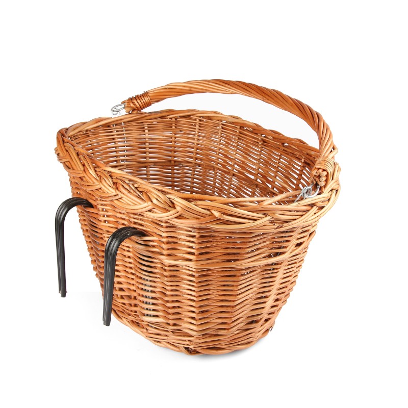 BikePartner forkurv i rattan - håndlavet, 16 L, med forstærkede kroge