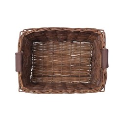 Basil Dorset cykelkurv L i naturbrun rattan – stor frontkurv med læderhåndtag