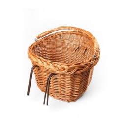 Basil Detroit brun frontkurv i flet med kroge og bærehåndtag