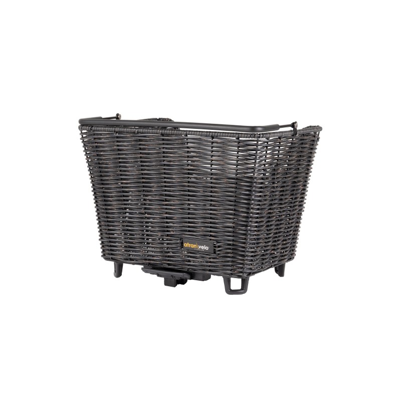 Atran Velo Medium Picnic cykelkurv bag i sort flet med AVS beslag – 20 liter