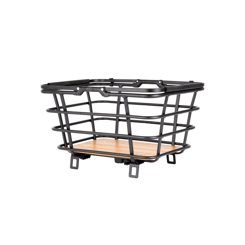 Atran Velo EPIC Shopper cykelkurv – sort bagkurv med bambusbund og AVS montering