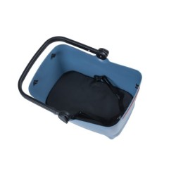 Basil Buddy hundekurv denimblå – cykelkurv bag med MIK beslag, sele og pude, 32L