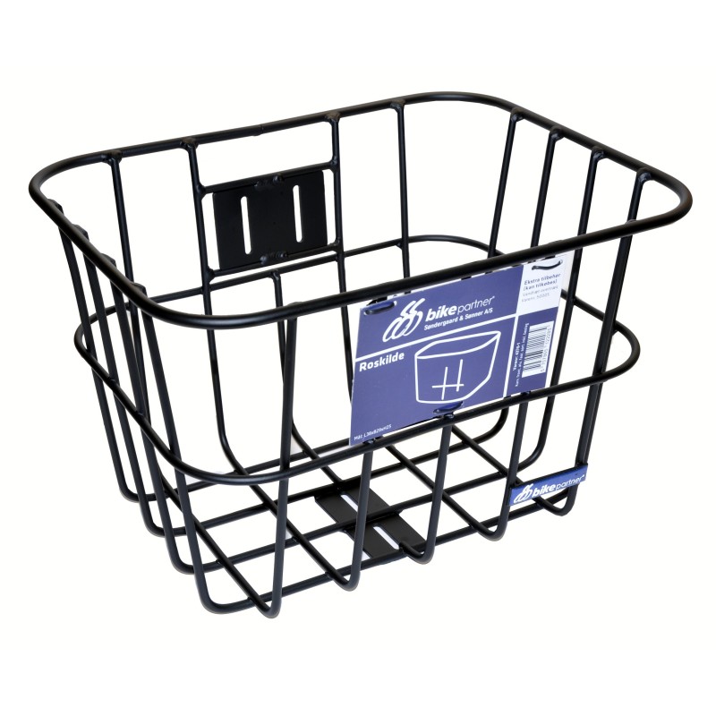 BikePartner Roskilde frontkurv i sort aluminium – fastmonteret cykelkurv 38x29x25 cm