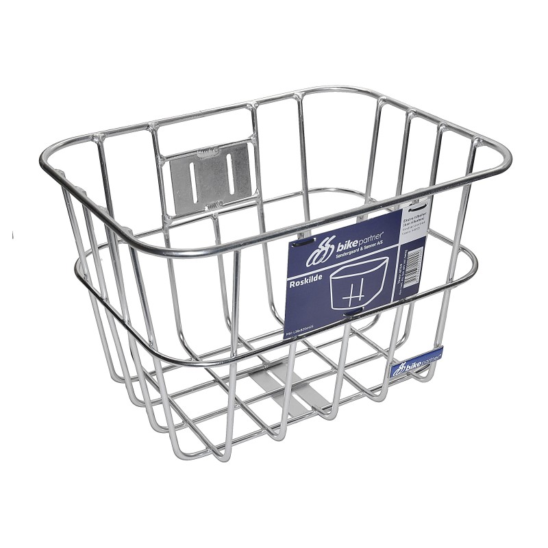 BikePartner Roskilde sølv frontkurv i aluminium monteret på cykel