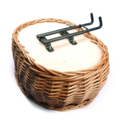 Basil Pluto cykelkurv til hund – XL fletkurv med beslag og pude, frontmontering