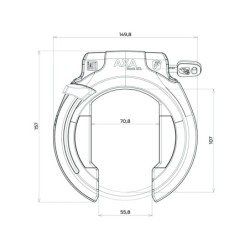 Lås AXA XXL bred (lav top) Sort u/bolte (20) BULK, m.  plug-in passer m. kædelås 587-130