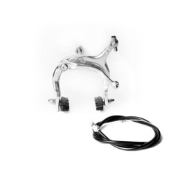 TW bremseklo til cykel – sølvfarvet aluminiumsbremse med kabel