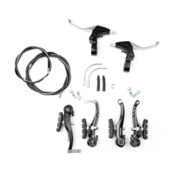 BikePartner bremsesæt med greb og kabler - matsort komplet sæt til for- og baghjul