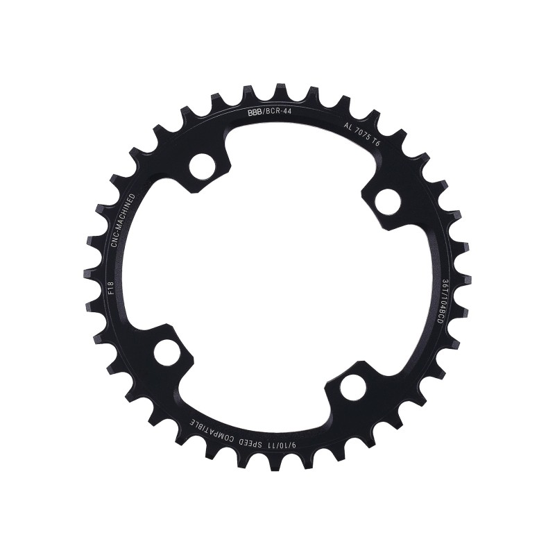 BBB Narrow Wide klinge 36T i sort 7075 T6 aluminium til 9-11 speed (BCD 104 mm)