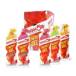 HIGH5 Energy Gel Mix Box – 20 stk. energigel i citrus, banan, bær, orange plus og hindbær plus