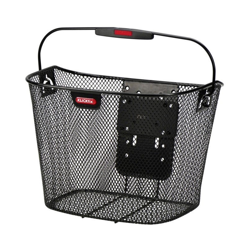 Klickfix UNI cykelkurv sort – netfrontkurv med justerbar højde og håndtag