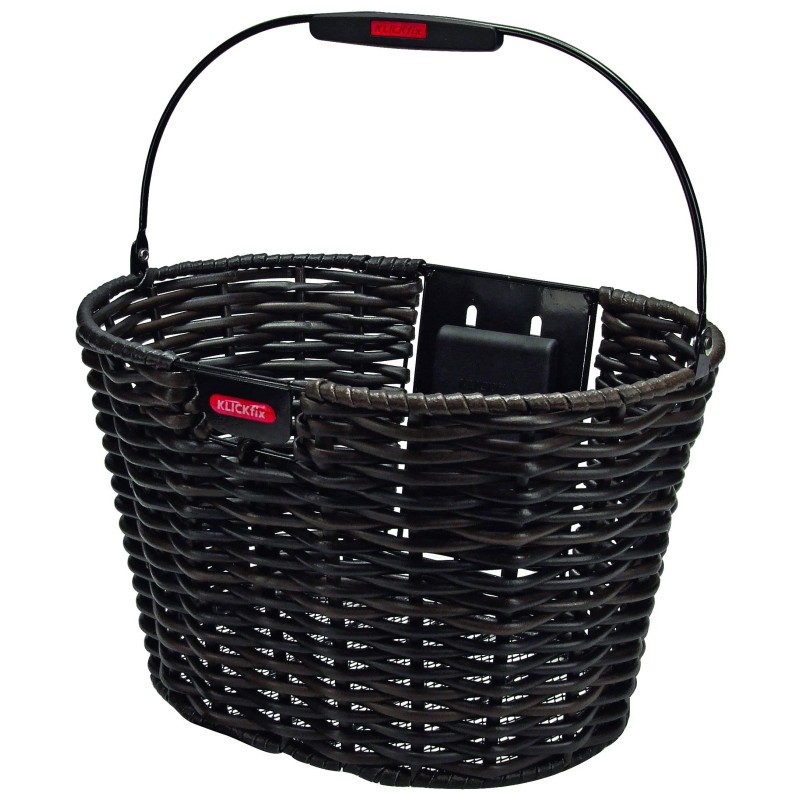 Cykelkurv KLICKFIX Structura Oval sort plastflet 39x24x28 cm frontmontering