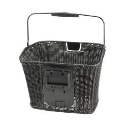 Klickfix STRUCTURA frontkurv i rattan look (sort). Mål (HxLxB: 27x25x34 cm, vol: 16 L. vægt: 1400 g.  Max. bæreevne: 5 kg