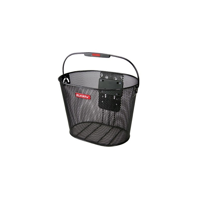 KLICKFIX Oval Plus cykelkurv sort net 36x25x27 cm til frontmontering