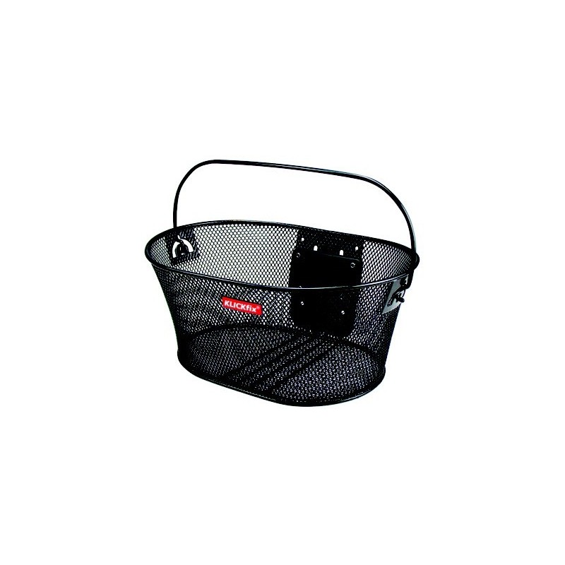 KLICKFIX Oval cykelkurv sort net 40x29x19 cm til frontmontering