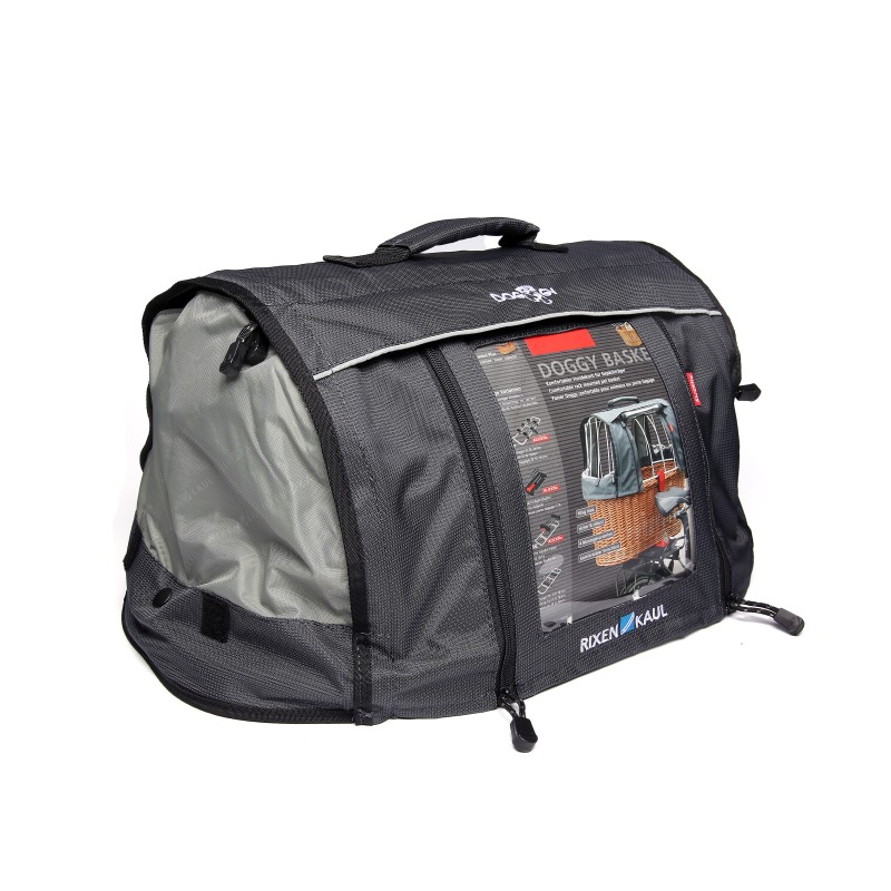 Klickfix Doggy dækken monteret på KF399 kurv med rude og lynlåse