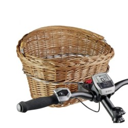 Cykelkurv foran i flettet pileflet - monteret på styr.