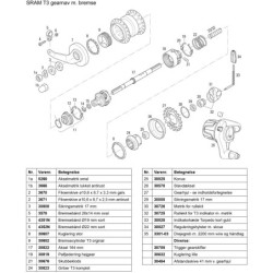 Splittegning SRAM T3 nav m/bremse