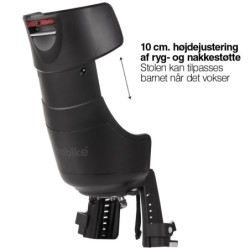 BoBike Exclusive Tour plus (Urban Black). Montering på bagagebærer 120-175 mm  22 kg, integreret LED lygte, justerbar nakkestøtt