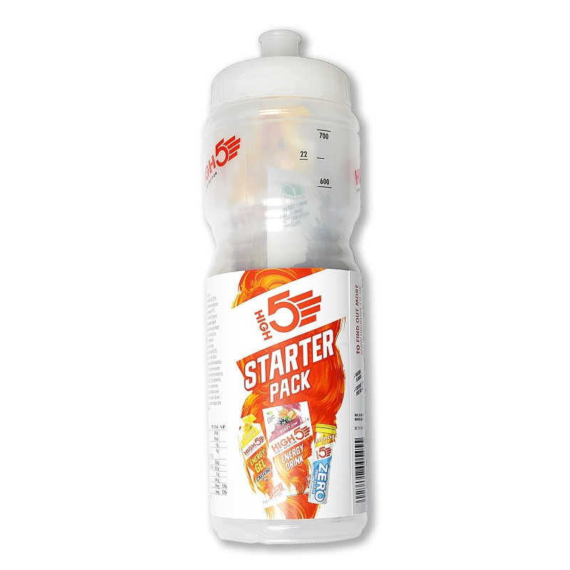 H5 750 ml. flaske med indhold: 1 x Energy drink Berry (47gr.), 1 x Zero tropical (rør med 10 stk.) 1 x EnergyGel orange m. koffe