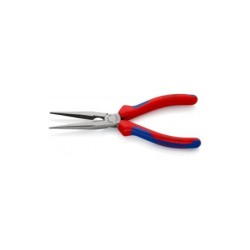 KNIPEX 200 mm fladrundtang med skær (radiotang). Flad-runde, lange og spidse kæber. Med skær til blød, mellemhård og hård tråd.