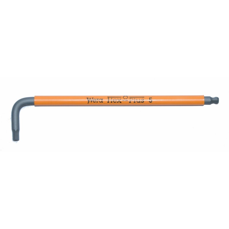 Unbraconøgle WERA 5,0 mm – Kugle og HEX-PLUS ultra grip, set fra siden, multicolor design