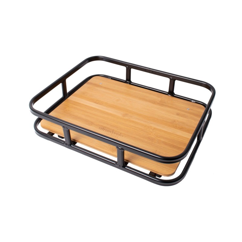 Atran Velo Bakery cykelkurv sort med AVS og bambusbund – front eller bagmontering