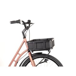 AtranVelo Bakery Crate cykelkurv med AVS og plastkasse – 10 liter, sort, monteret for