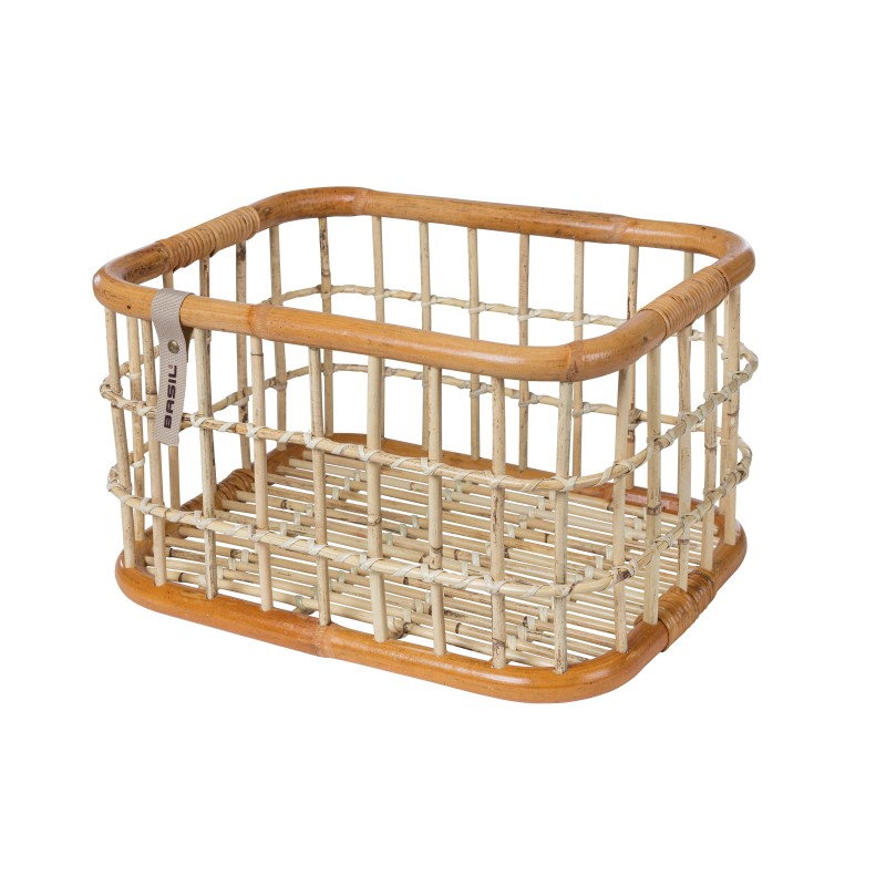 Basil Green Life Large cykelkurv naturbrun – 30L rattan kurv med bæredygtigt design.