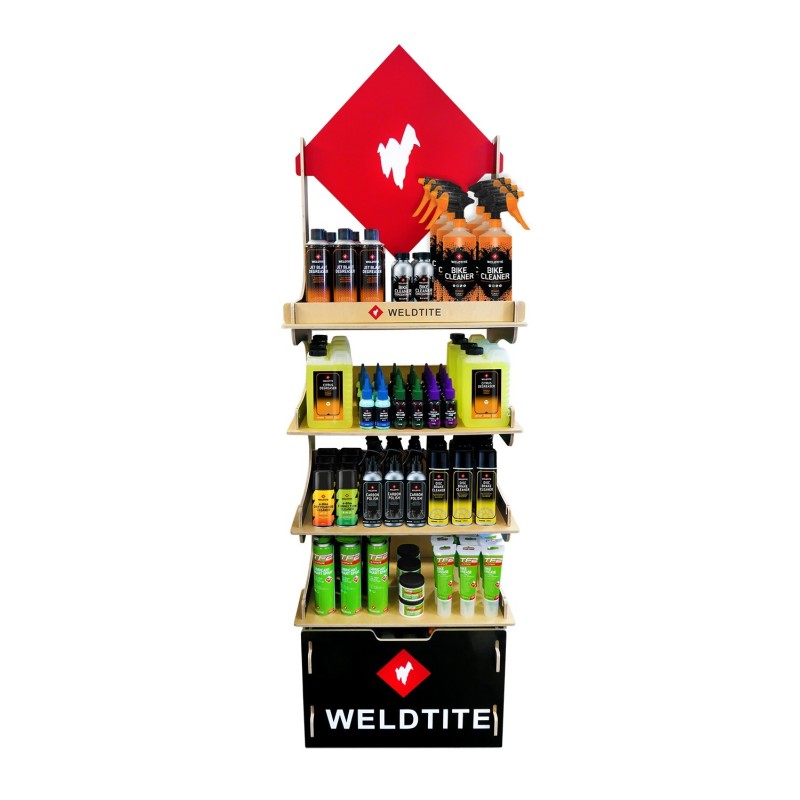 Salgsdisplay Weldtite 1x Salgsdisplay 4x Produktpakker Kun et stk. pr. butik