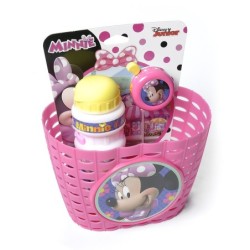 Minnie Mouse cykeltilbehør sæt – kurv, flaske og klokke til børnecykel