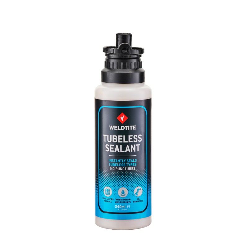 Weldtite Tubeless Tyre Sealant (240ml).  Lappevæske til tubeless, kan bruges sammen med CO2