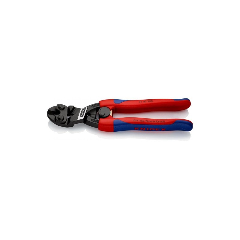 KNIPEX CoBolt 200 mm kompakt boltsaks. 20° bøjet  hoved. Med udskæring for at gøre det  nemmere at skære tykke tråde (op til 5,2