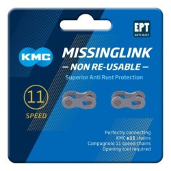 KMC Missing Link 11 speed. Samleled (sølv) med EPT (anti rust). 2 stk. Non re-usable