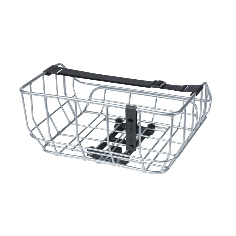 Basil Portland bagkurv i krom med MIK-adapter – 43,5x36x22,5 cm