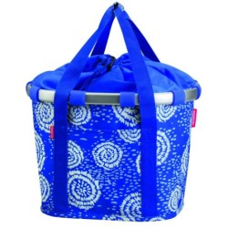Reisenthel cykelkurv i blå batik, set fra siden