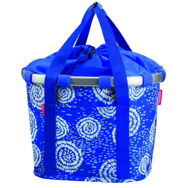 Reisenthel cykelkurv i blå batik, set fra siden