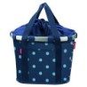 Reisenthel kurv med Klickfix kobling til styr- adapter (mixed dots blue). Dimensioner: 35x28x26 cm. Vægt: 800 g, vol. 15 L, maks