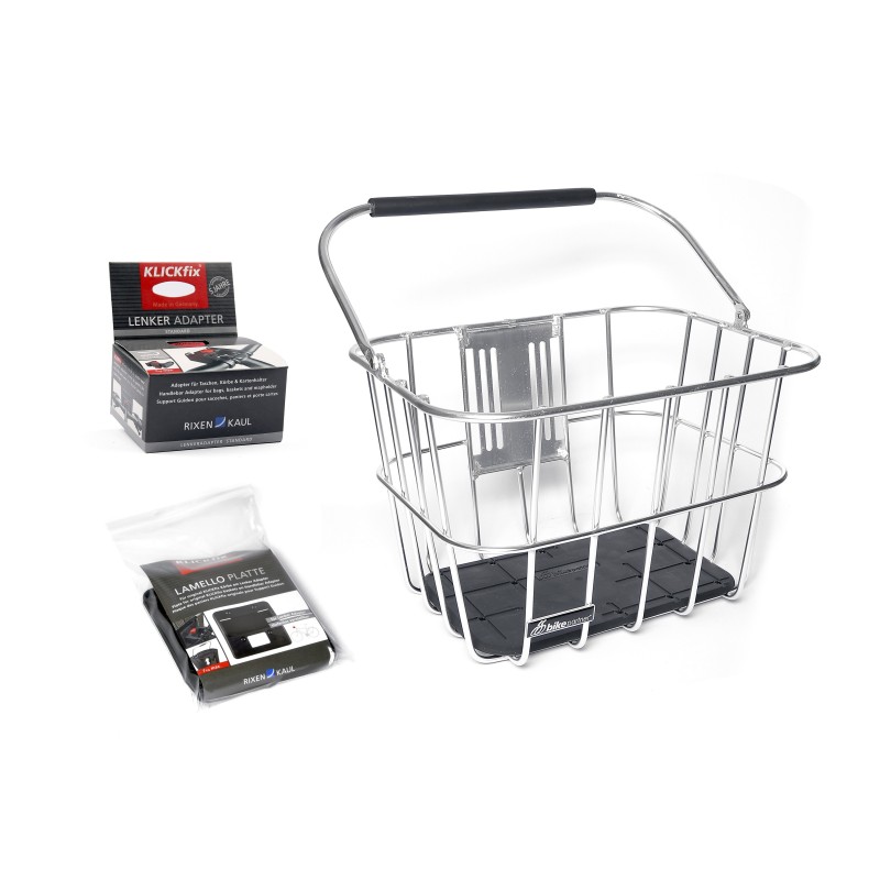 Klickfix cykelkurv KF810 med adapter 4393-8 - sort kurv til cykelstyr